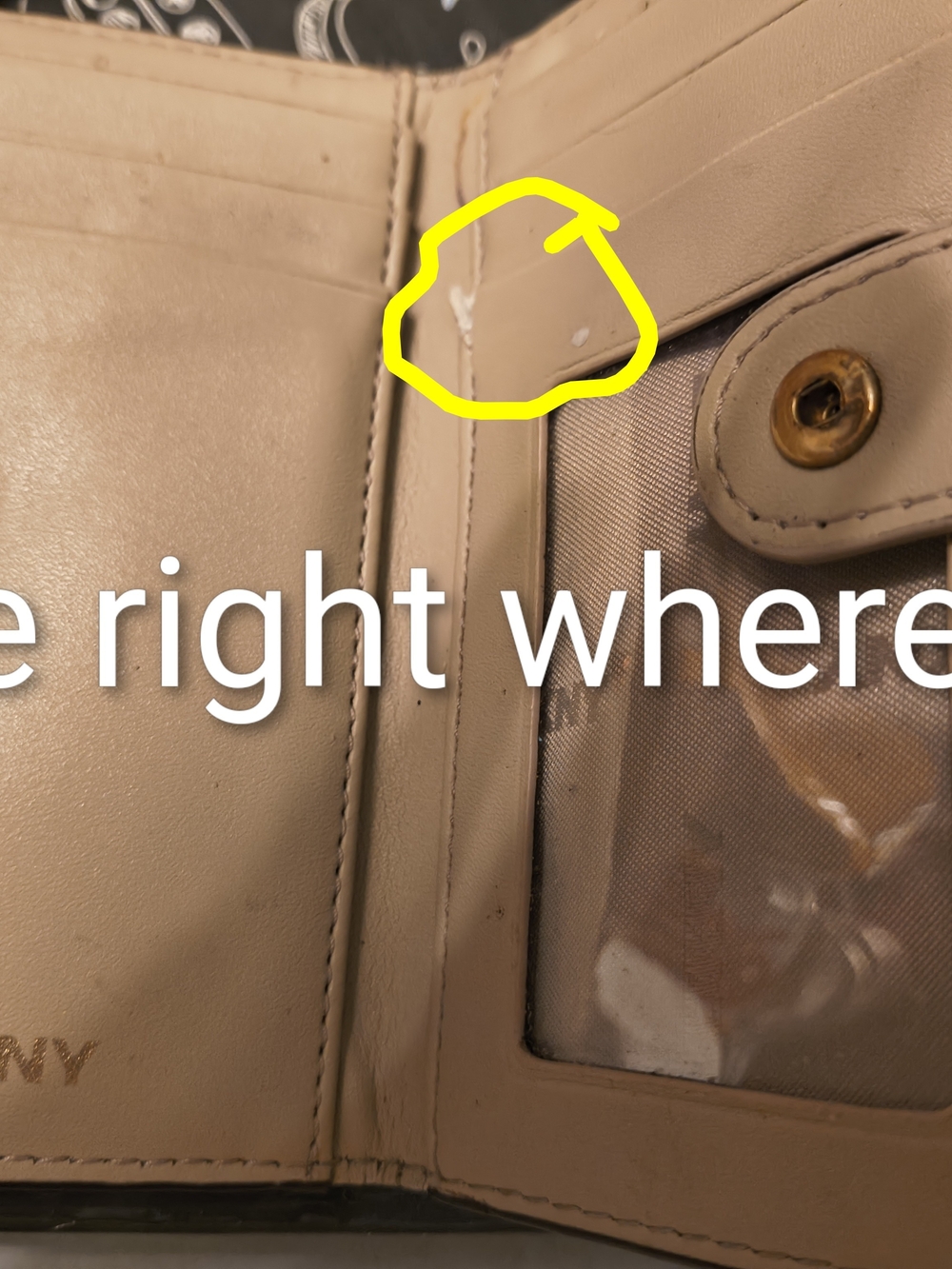 DKNY Beige and Gold Monogram Zip Wallet